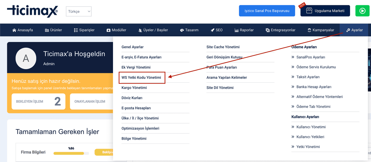 ticimax paraşüt entegrasyonu 2