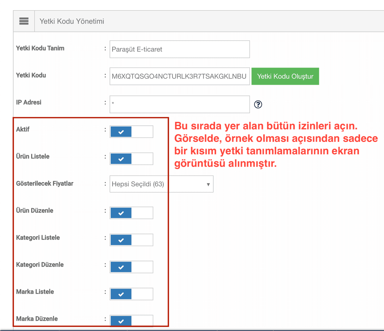 ticimax paraşüt entegrasyonu 5