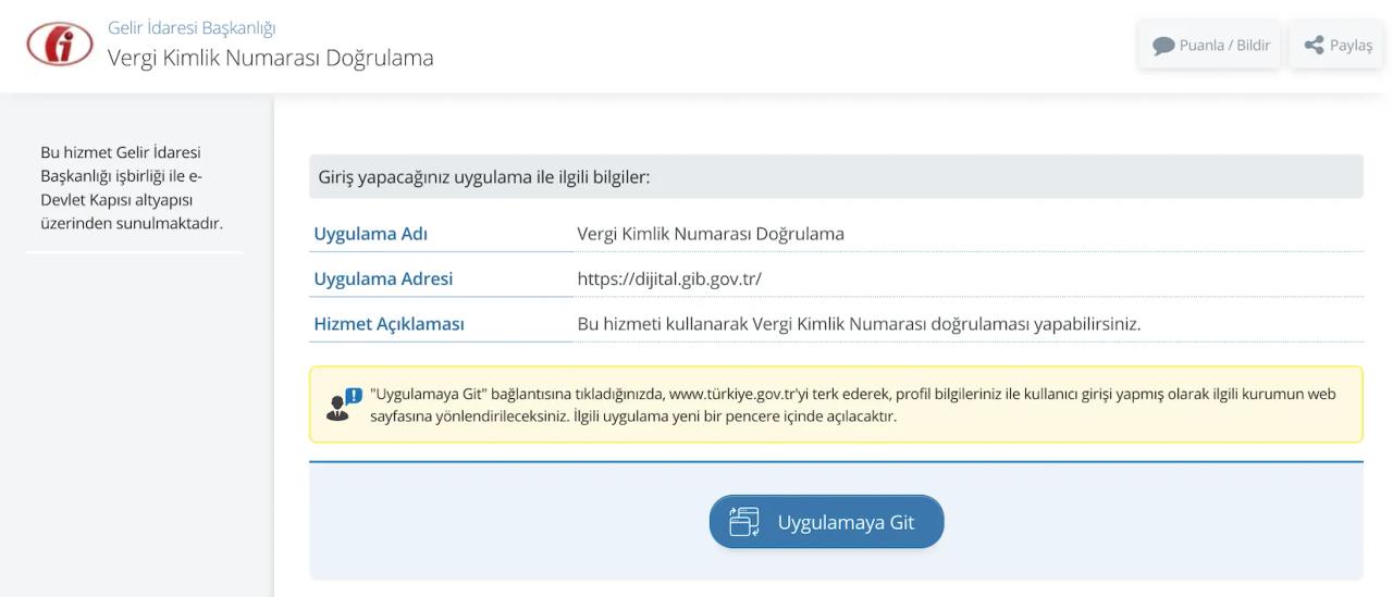 e-Devlet üzerinden vergi kimlik no. sorgulama